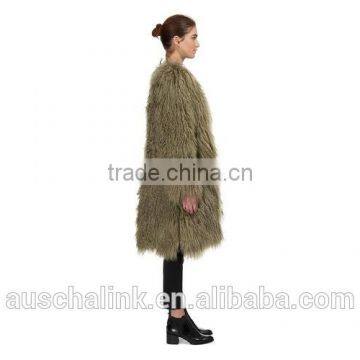 Best Selling Fashion Green Sheepskin Long Coats for Ladies photo-2