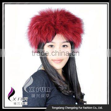 CX-E-35C Wholesale Women's Knit Raccoon Fur Hat And Scarf Sets Hair Band photo-2