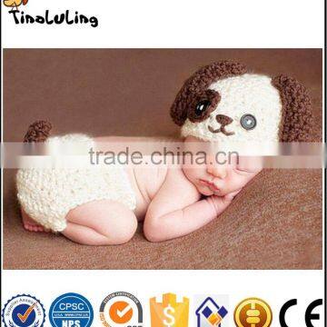 NPT22 Tinalulingwhite and brown colors dog design handmade knitting suit newborn baby photography props