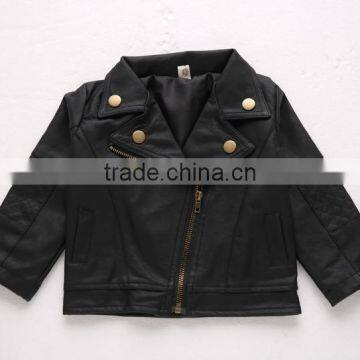 Zm40653b Children Girls Motorcycle pu Leather Jacket, Casual Kids Jacket Coat With Zipper photo-5