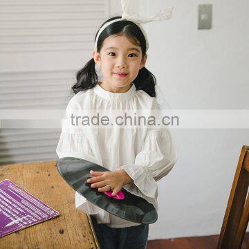 S17593A Autumn White Ruffle Long Sleeve Girls Tops And Blouses photo-3