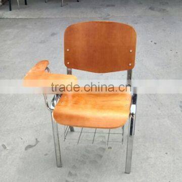 High Quality Commercial School Chair Chrome Tablet Chair Training Writting Plywood Chair photo-2