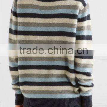 2017 New Design Mid-High Crew Necked Colorblocked Striped Girls Long Sweater photo-3