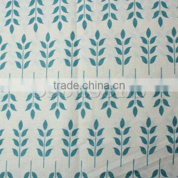 Burlap Fabric Blue Leaf Pattern 160cm x 100cm,1M