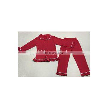 New fashion girls outfits red ruffle polo clothing set girls christmas pajamas girl outfits