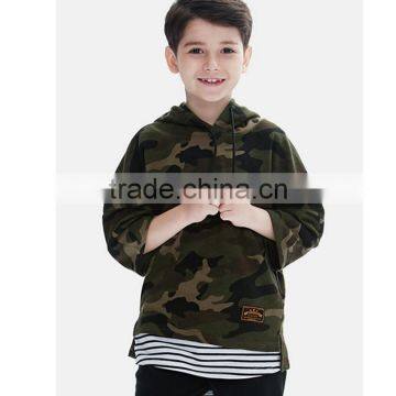 B40689A 2017 autumn top sale boys army printed pullover hooded sweatshirt