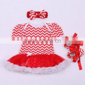 Newborn baby Girl Party Red Stripe Short Sleeve Tulle Tutu Dress