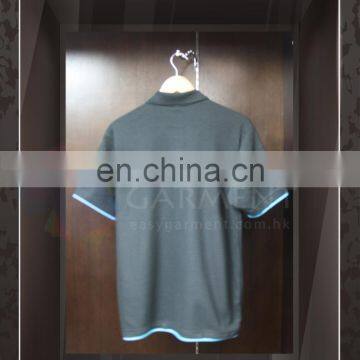 Customised Promotion Design CVC Short Sleeves Men Black Polo Shirt