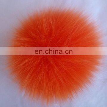 Top quality round fox fur pom pom with elastic for gilrs fashion