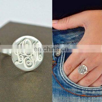 Monogram Disc Initial Finger Knuckle Ring Monogramed Plain Disc Ring Jewellery