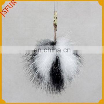 Wonderful real raccoon fur bag accessory leather keychain