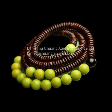Art Personality Linden Wood Bracelets Multi Ring Beads Long Vintage Folk Style