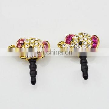 Wholesale Funny decorated animal custom cell phone ear cap anti dust plug MCD-0044