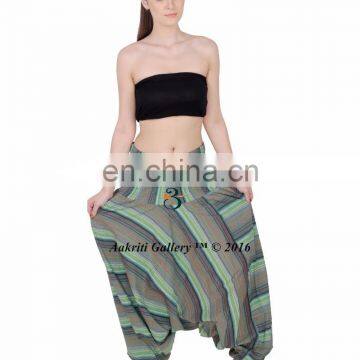 Green Lining Jumpsuit Hippie Aladdin Dance Casual Harem Pant New Aakriti Gallery