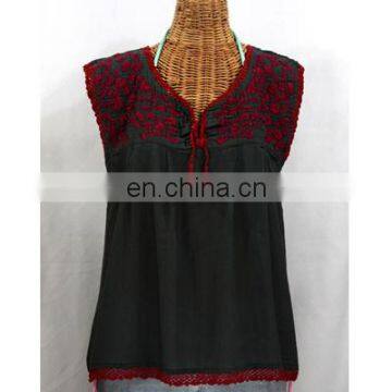 100% Red Embroidered Mexican Dress Embroidery clothing Beachwear Women's Dress