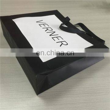 Hot sale luxury foldable small black paper bags