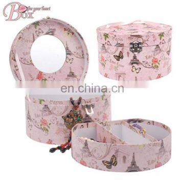 Round Jewelry Spring of Decorative Pattern Pink Box with Locks