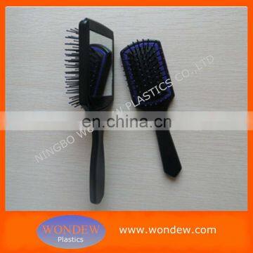 Removable hair brush with mirror on back