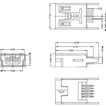 High Quality Mini USB Female Connectors for Android, Audio Equipment or Electrronics photo-4