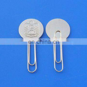 round bookmark head UAE falcon logo engraved paper clip