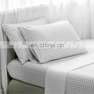 2020 Top Sale Water Wash Queen Bed 4PCS Set Bed Cover Black And White Printing Sheet Duvet Cover Set