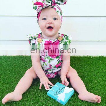 Beautiful Summer Newborn Baby Bodysuit Floral Cotton Infant Rompers photo-4