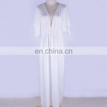 White Cotton Beach Dress 2019 Robe de Plage Lace Beach Wear Pareo Beach Bikini Cover up Sarong Kaftan Tunic Swim Covers photo-5