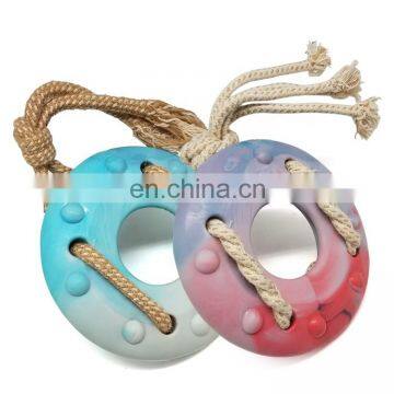 part of UFO toy for dogs play with rope interactive and chew toy,holes can put snacks detachable dog play toy