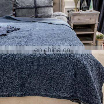 Oversized Microfiber Lightweight Blue Color Embossed Wavelet Pattern Quilt Set /bedding Sheet Sets photo-4