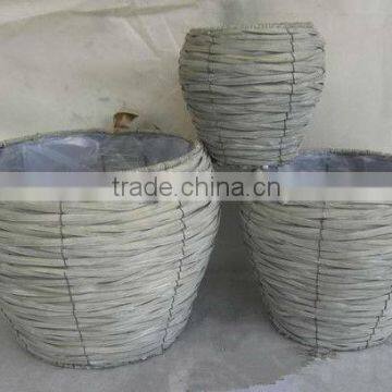 rustic round garden decorated planters pots with liner