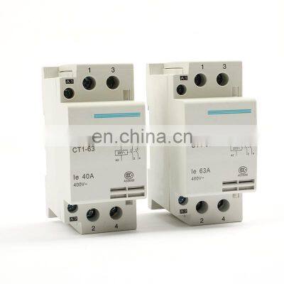 Din rail Household AC Contactor Starter 32A 40A 63A CT1 CT1-63 63A 2P 220V 230V 50HZ/60HZ Household contactor