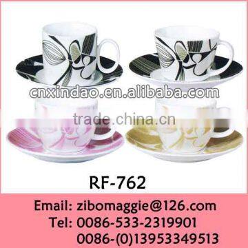 Popular Beautiful Promotional Plain White Personalized Porcelain Cheap Coffee Cup Set for Tableware