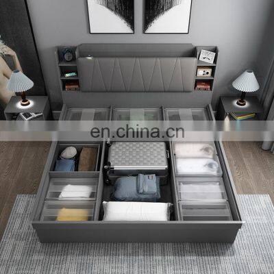 Factory Direct Price Wholesale Camas Luxury Multifunctional Bedroom Furniture Modern Smart Bed With Storage Box Leather Beds
