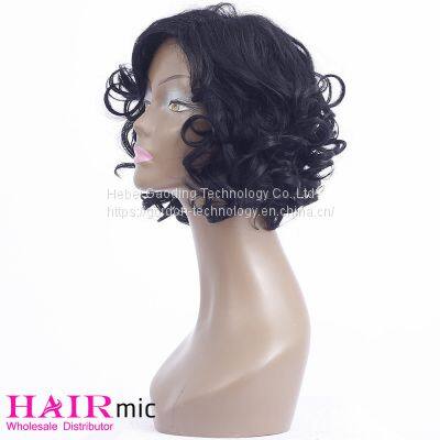 130% 150% 180% Natrual Color Short Curly Bob Wig photo-2