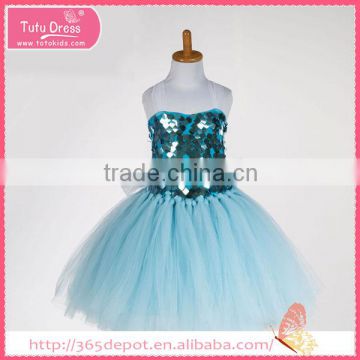 Medium length halter top tutu gauze dress with bright pattern decoration halloween costume