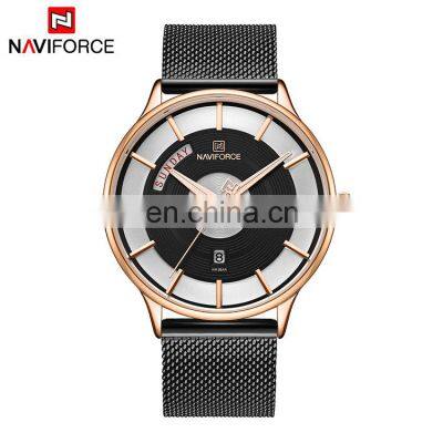 NAVIFORCE NF3007 Men Quartz Stainless Steel Strap Waterproof Stylish Wristwatch Causal Watches For Mens Online