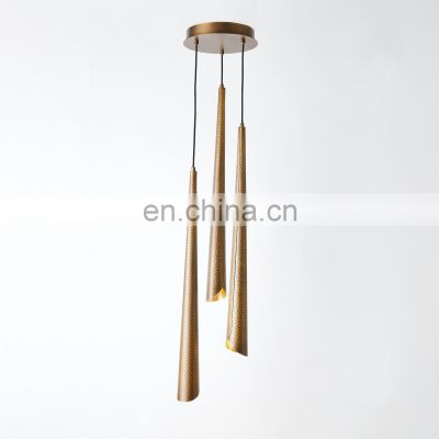 Zhongshan gold led pendant lamp cluster chandelier tube restaurant clothing store decorative hanging light