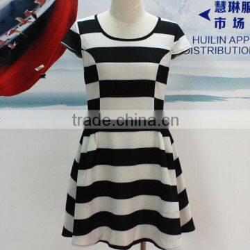 OEM service for stripe knit casual dresses for teenagers