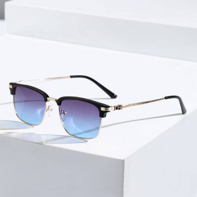 Wholesale Classic UV400 Protection Summer Sunglasses for Men Oval Frame Driving Eyewear for Women Youth Retro Shades Metal Frame Eyewear photo-4