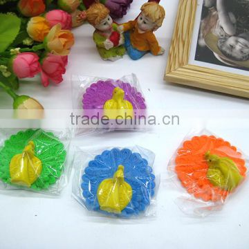 Peacock toy eraser can be Removable Student prize gift using print decoration factory manuacture