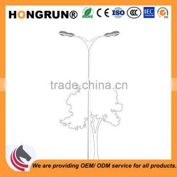 Dual-arm street light pole with galvanization and powder coated lamp poles