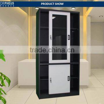 China Classic File Cabinet Black Body And White Door Filing Cupboard/sliding Door Steel Cabinet WIith Key Lock photo-2