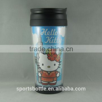 factory made pp material double wall 450ml Auto mug with insert paper