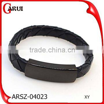 guangzhou wholesale market leather jewelry fashion design black bracelet