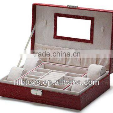 Newest,Leather Jewelry Box with mirror,Watch box