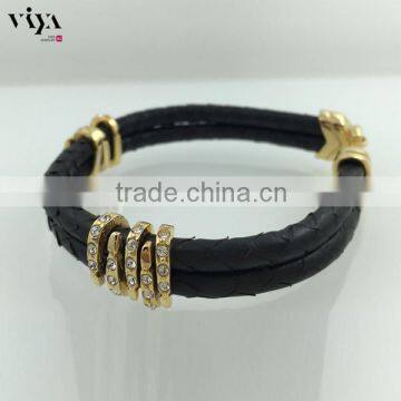 2016 New Luxury Leather Bracelet Multi Color Genuine Leather Bracelet Genuine Python Skin Cord With Higher End Quality