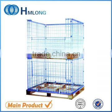 Warehouse wire mesh metal foldable cage pallets