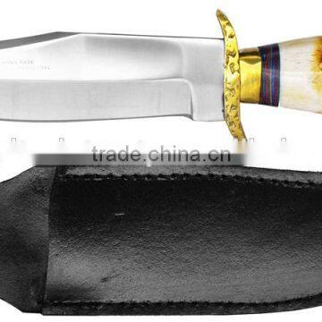 Beautiful Real Bone Handle Hand Made Bowie knife 420/J2 Blade with real leather Black sheath