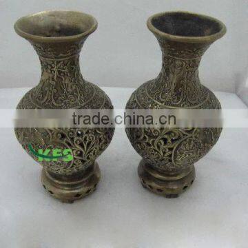 Bronze hollow ancient style vase sculpture