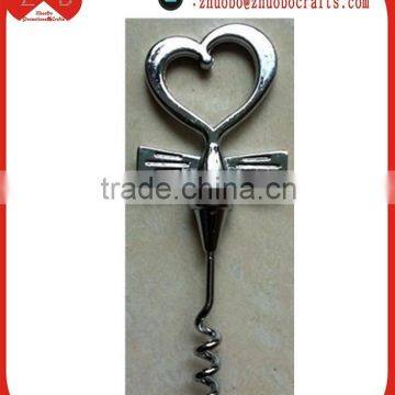 zinc alloy love heart shape corkscrew, creative corkscrew, wedding decoration corkscrew